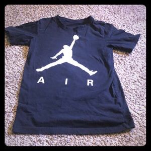 Black shirt with big air Jordan logo on front